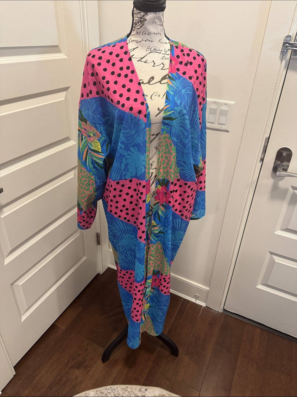 Steve Madden Pink & Blue Tropical Patchwork Kimono